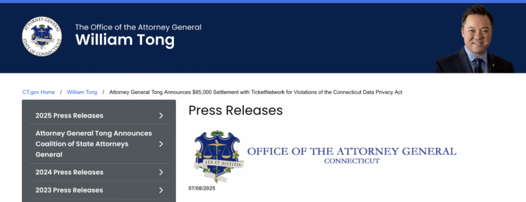 Connecticut Slams TicketNetwork with $85,000 Fine for Data Privacy Mess